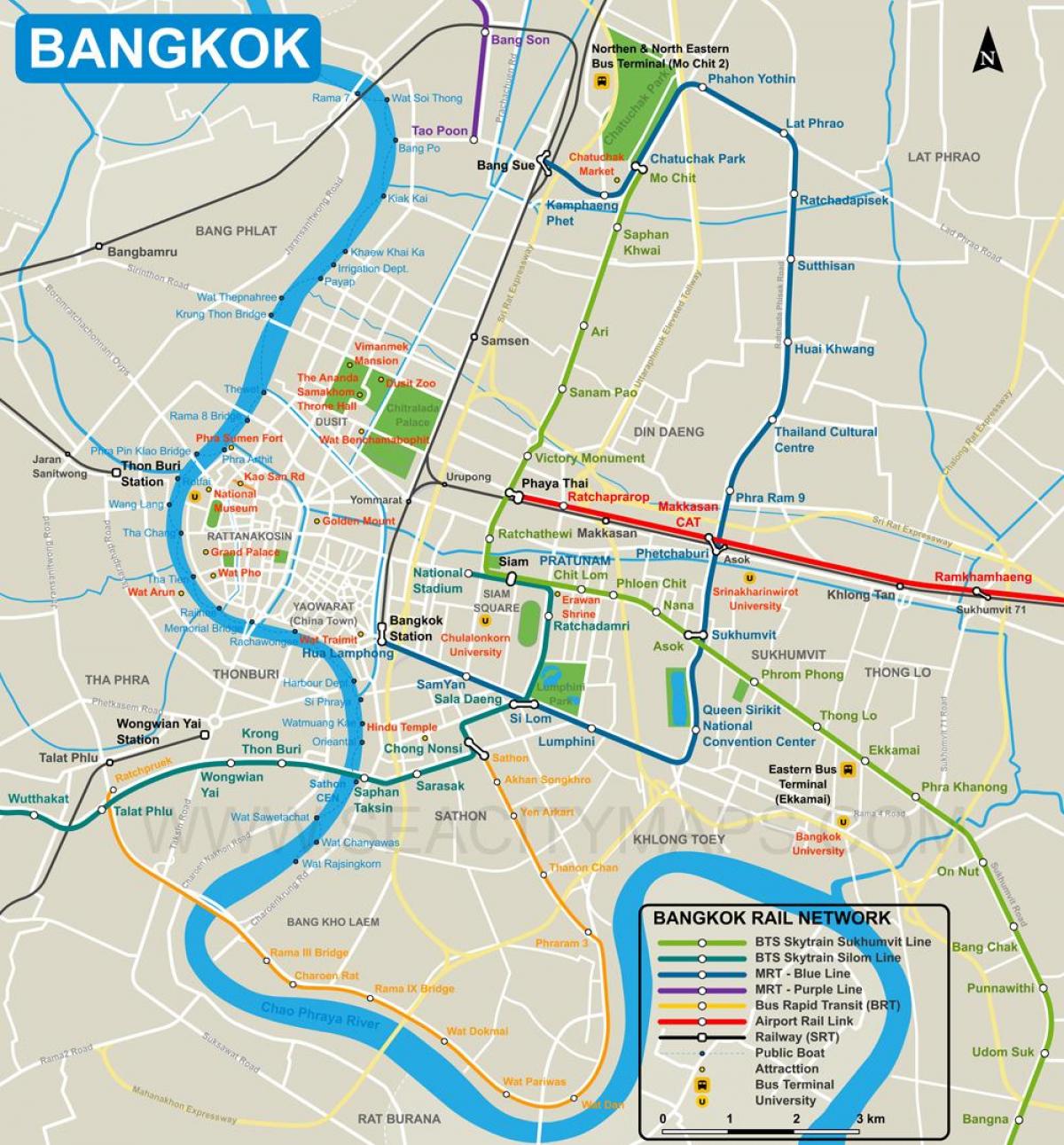 mapa da cidade de banguecoque e do centro de