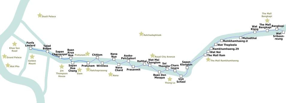 mapa de bancoc táxi de água