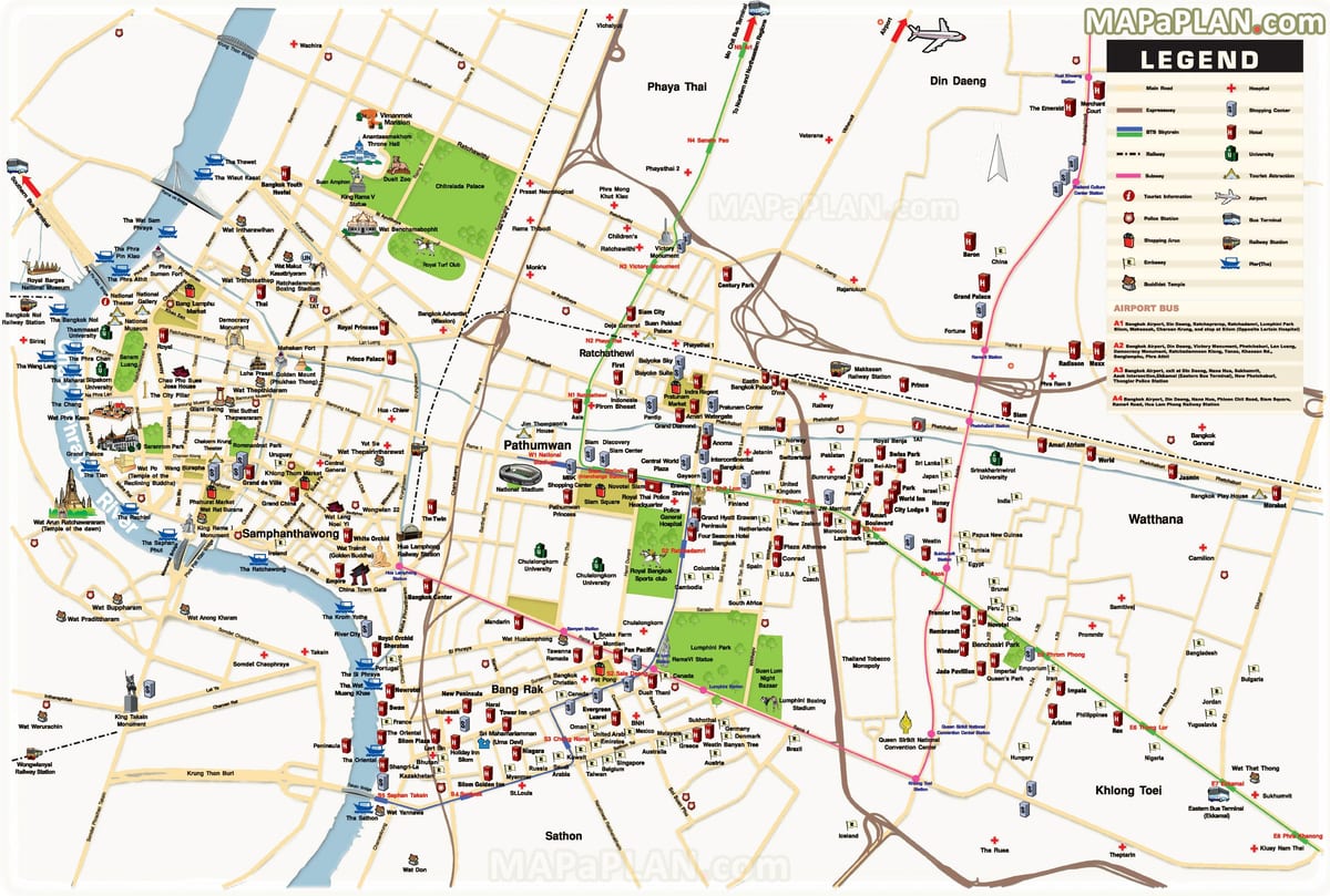 bangkok principais atrações mapa