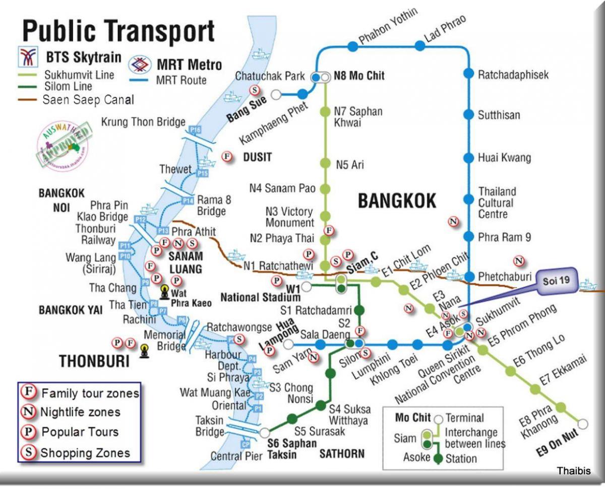 transporte público em banguecoque mapa