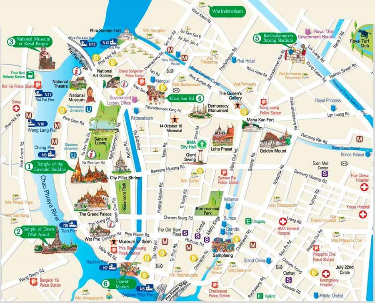 bangkok pontos turísticos mapa