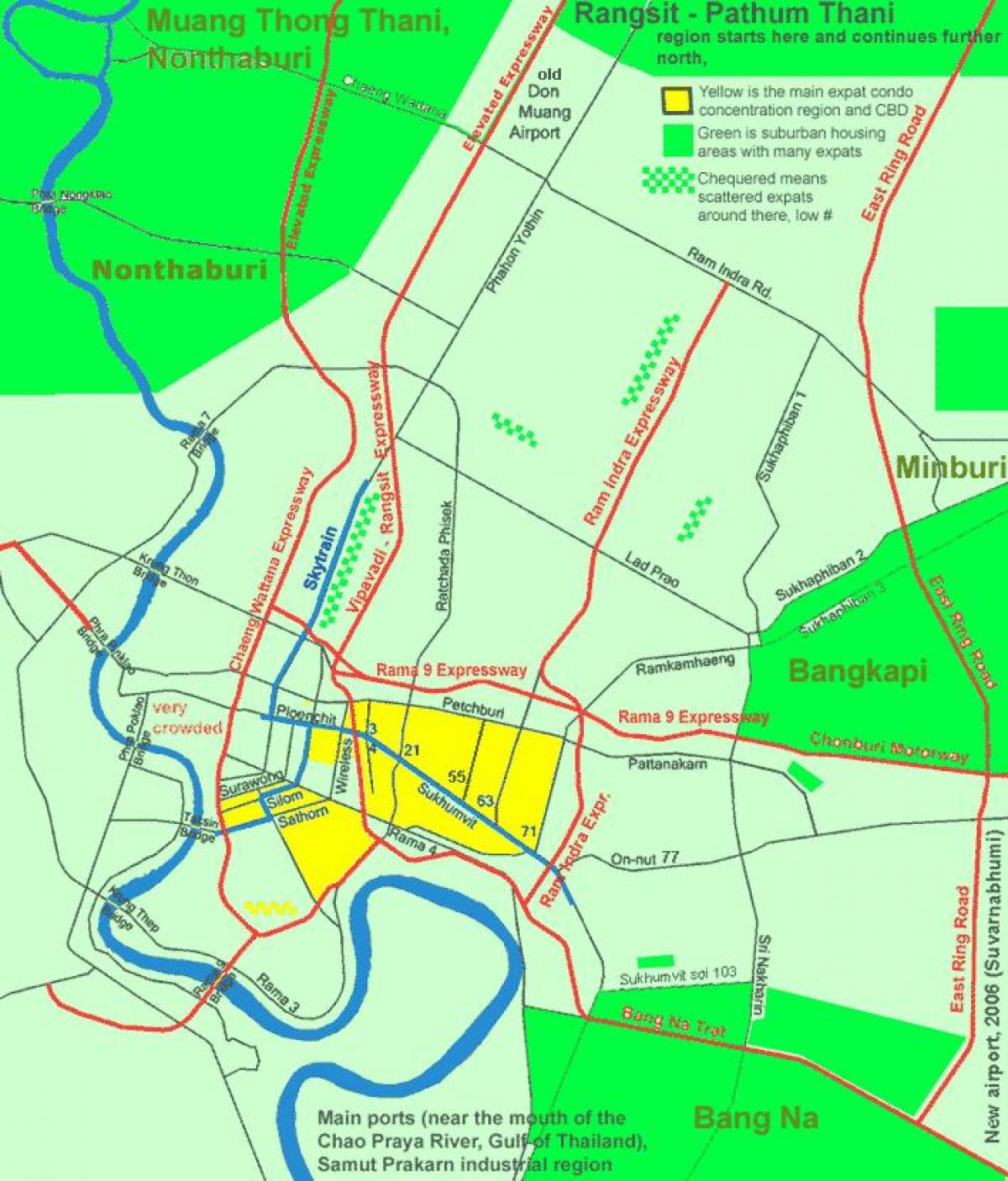 bangkok downtown mapa da área