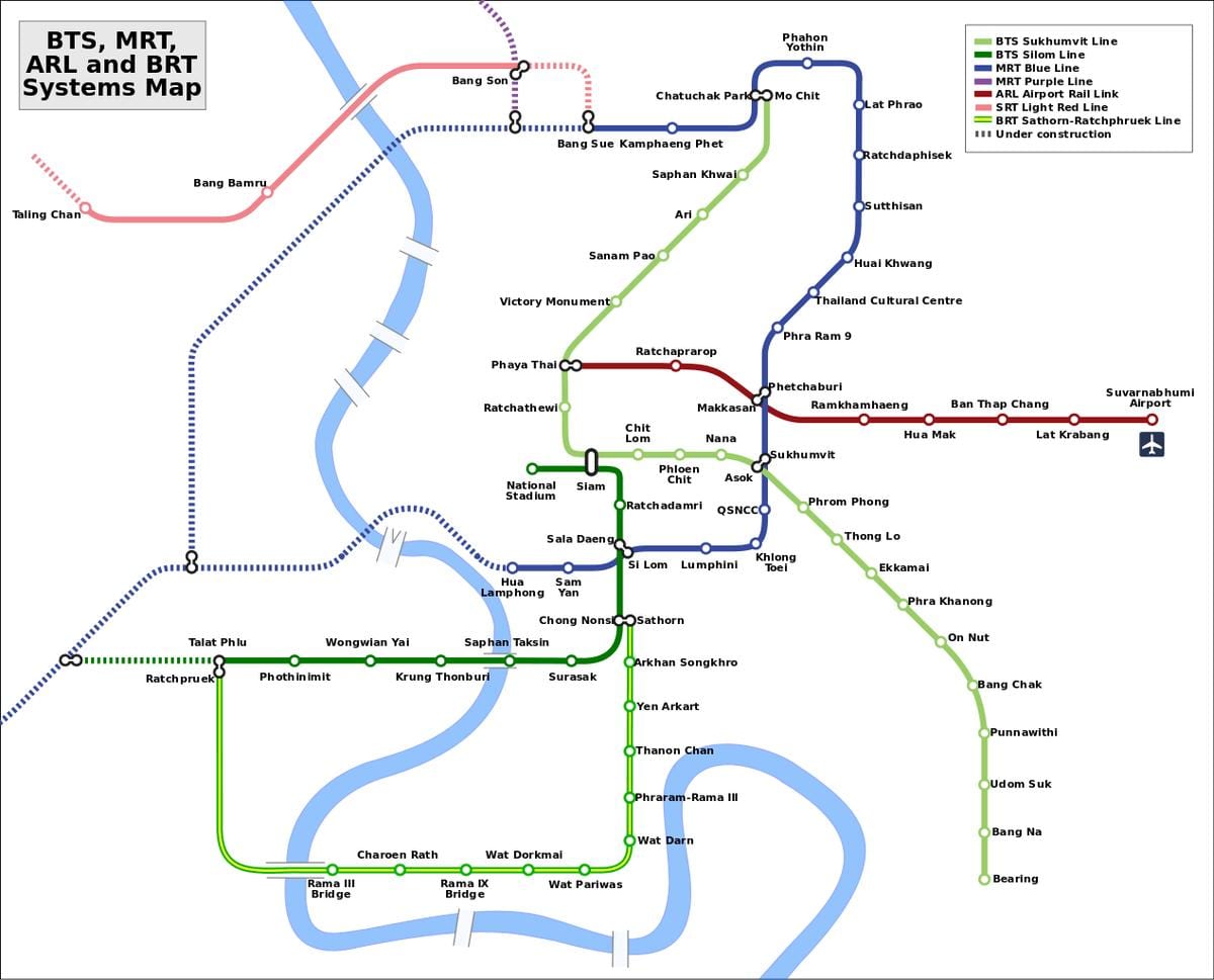 ligação ferroviária do aeroporto mapa de bancoc