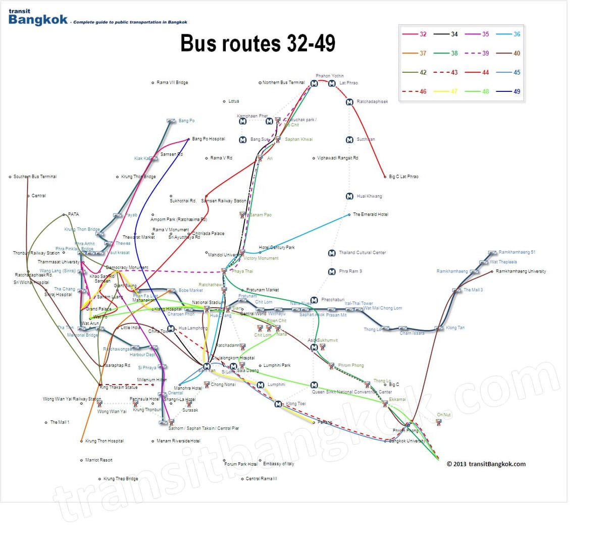 rota de ônibus mapa de bancoc