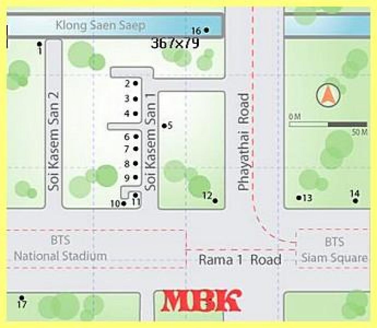 centro comercial mbk, em banguecoque mapa