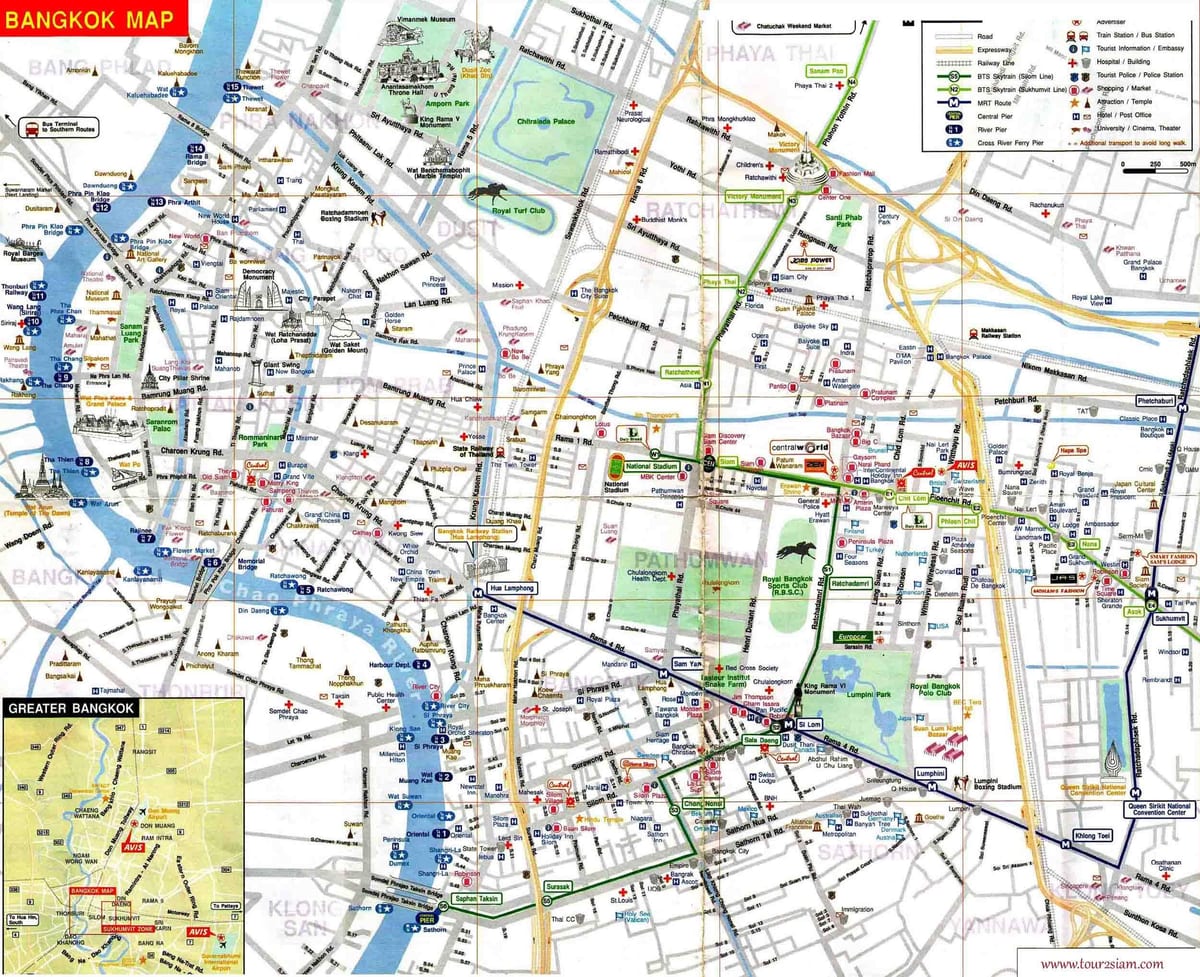 bangkok mapa turístico inglês