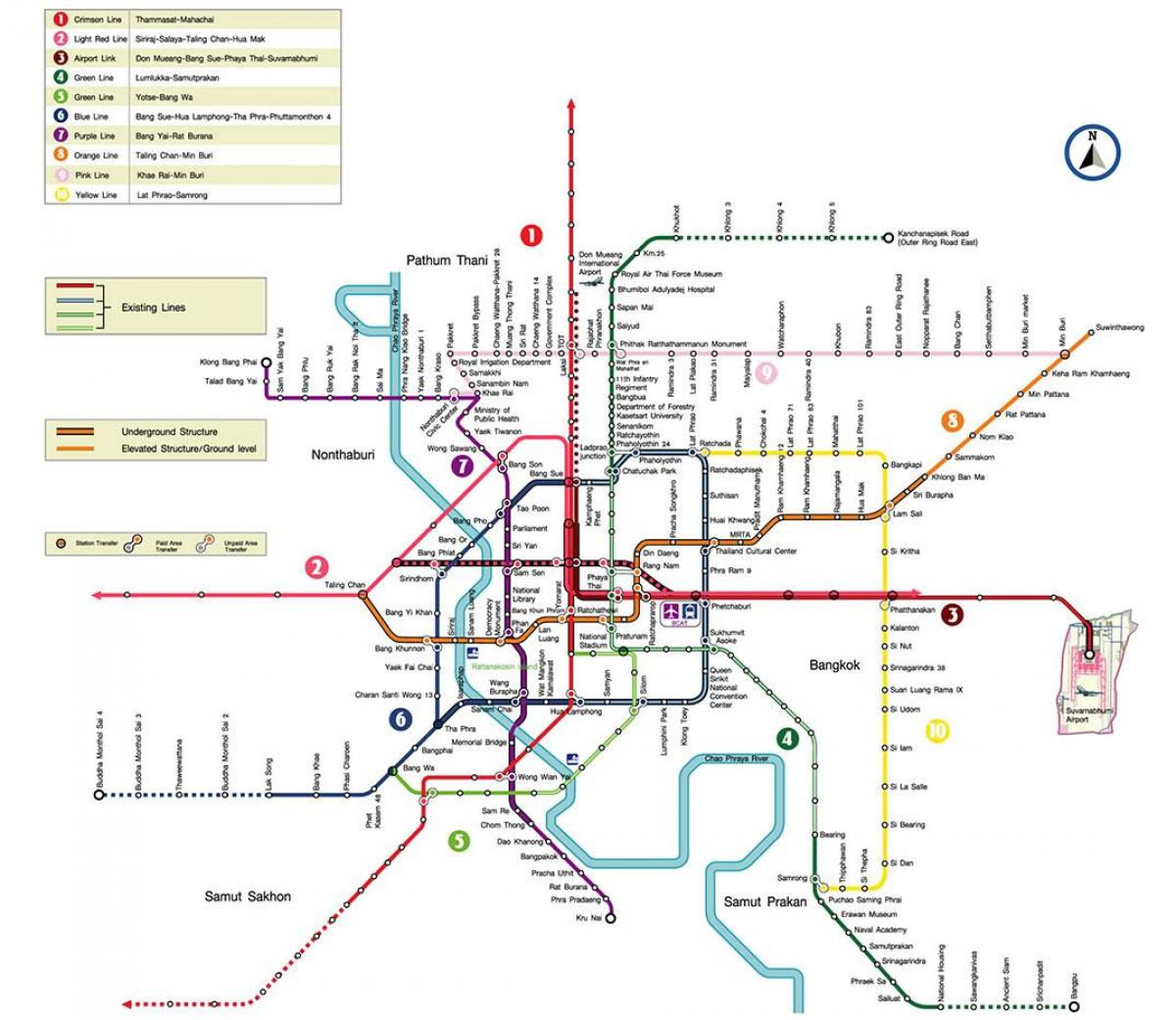 bangkok estação de metro mapa