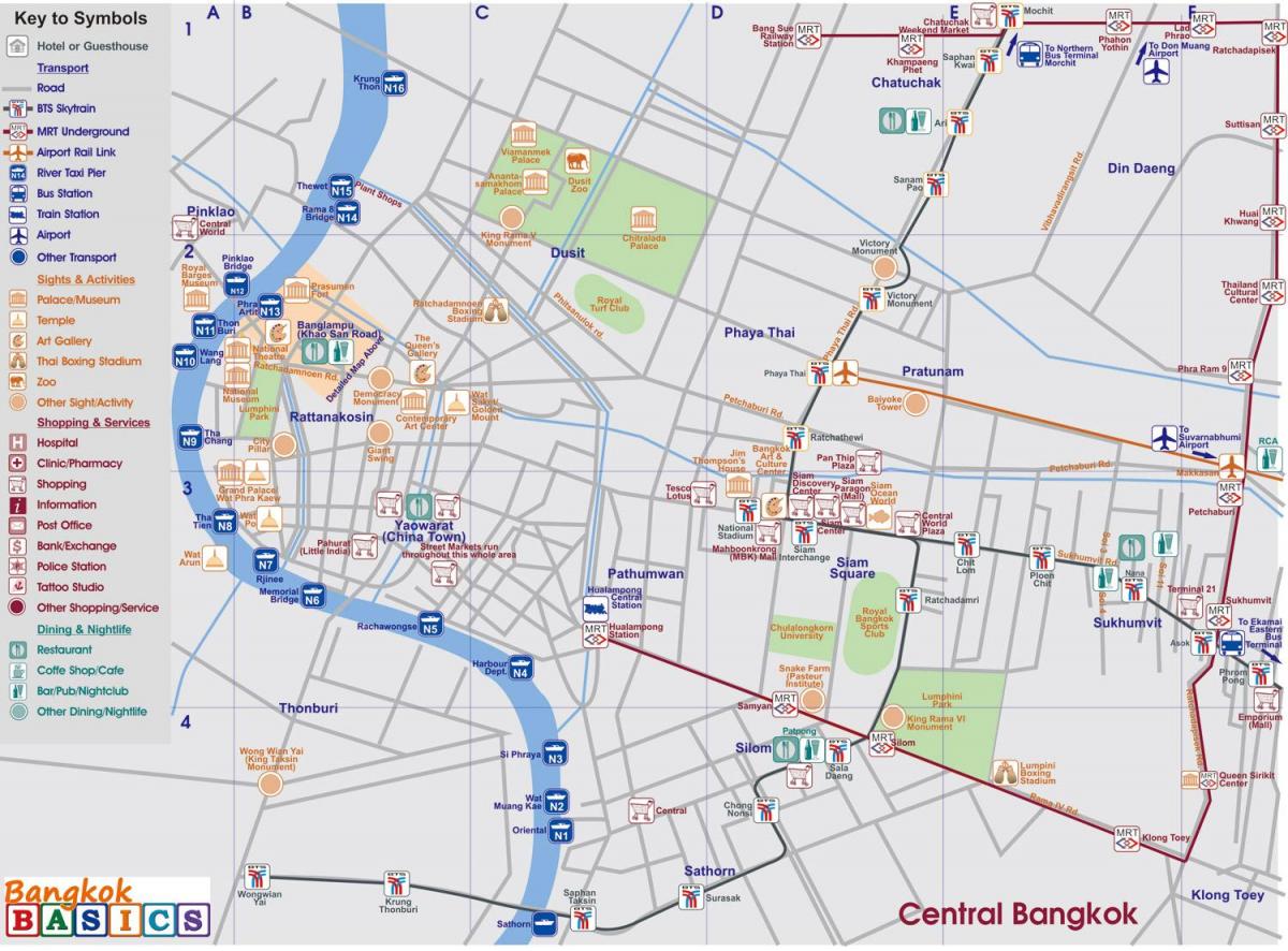 mapa do centro da cidade de banguecoque