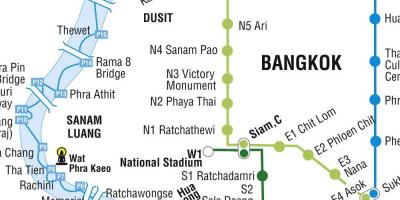 Mapa de bancoc de metro e de skytrain (comboio