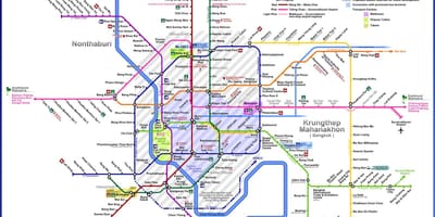 Bangkok ônibus mapa de rotas
