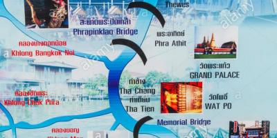 Mapa do rio chao phraya em banguecoque
